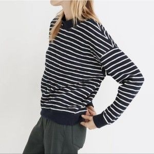Madewell Navy and White Striped Sweatshirt